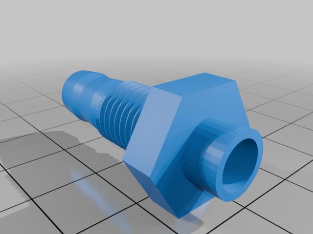 Bulkhead Fitting (Ø10 mm Hole / Tube OD 10 mm) 3D model thumbnail