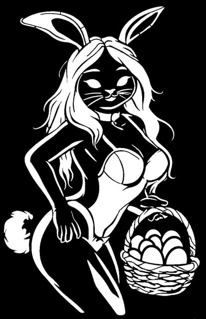 Easter bunny girl stencil 2 3D model thumbnail