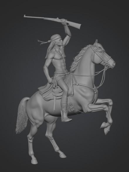 Warrior on a White Stallion 3D model thumbnail