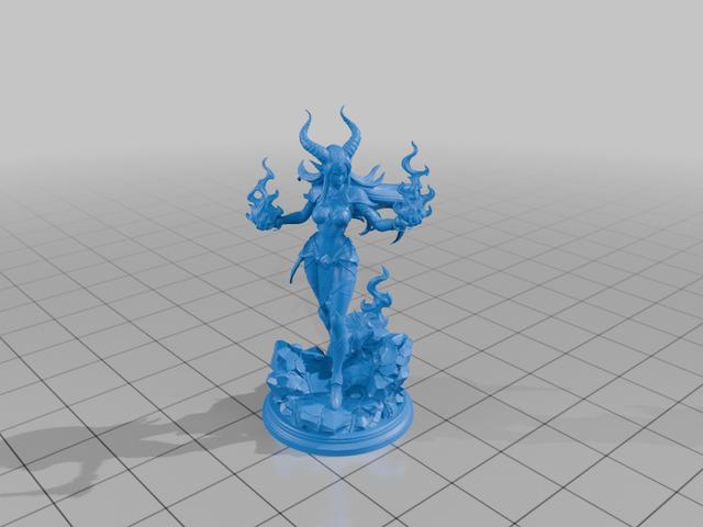 Female Tiefling warlock mage sorceress 3D model thumbnail