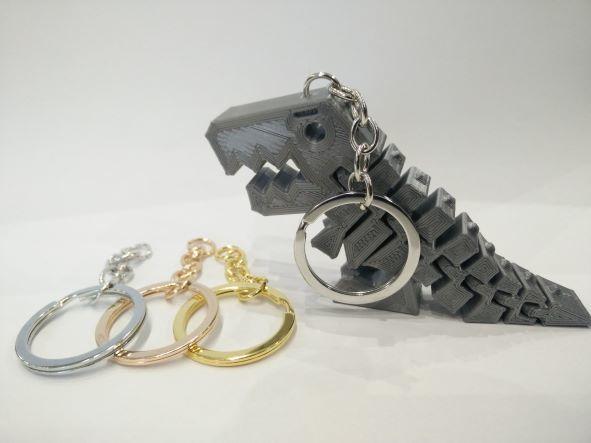 Flexi Rex Keychain with a hidden loop 3D model thumbnail