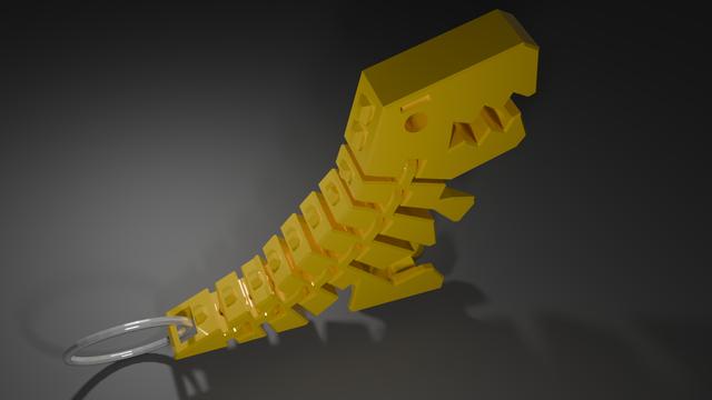 Flexi Rex with stronger links and Keychain 3D model thumbnail