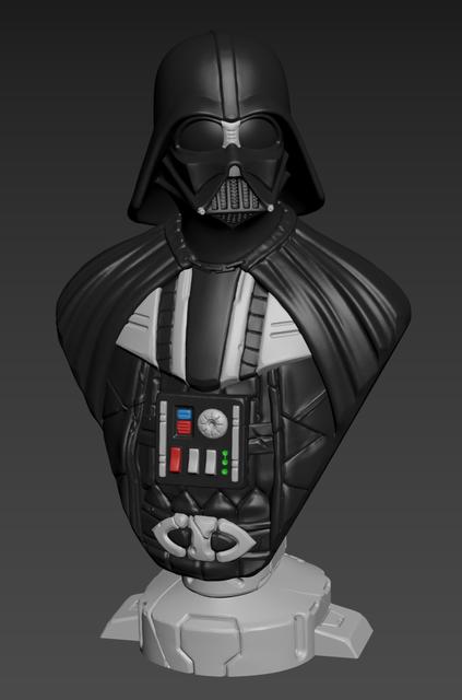 Darth Vador Bust (split for multiple colors) 3D model thumbnail