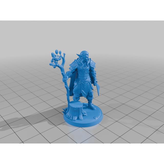 Elf Druid with a Rowan Staff  3D model thumbnail