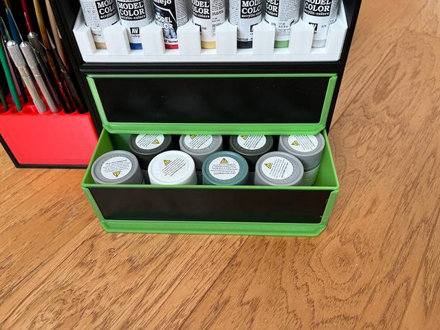Modular Shelving System - 008 With Two Drawers for Tamiya Paints 3D model thumbnail