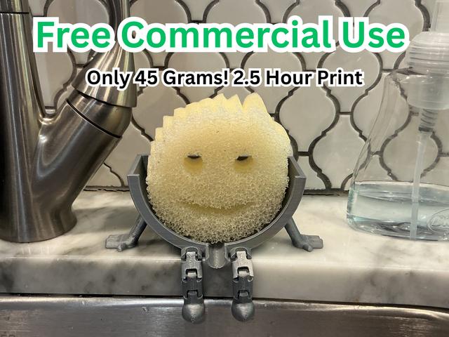 Articulated Scrub Daddy Sink Holder w/ Drain 3D model thumbnail