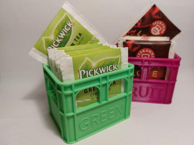 Tea bags beer crate with labels 3D model thumbnail