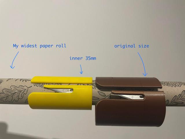 How big are your rolls? – smaller remix 35mm Wrapping Paper Cutter #11 blade 3D model thumbnail
