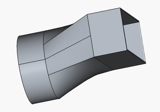 Offset 4" Round to 2.5""x5" Square Duct Adapter 3D model thumbnail