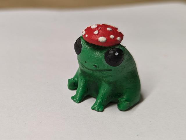 Frog with mushroom hat 3D model thumbnail
