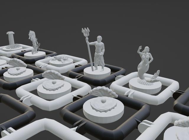 Floating Chess Board - Atlantis Styled 3D model thumbnail