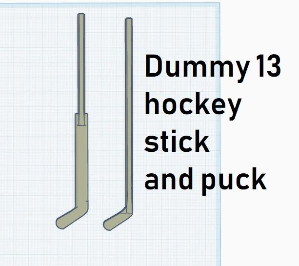 Dummy 13 hockey stick and puck 3D model thumbnail