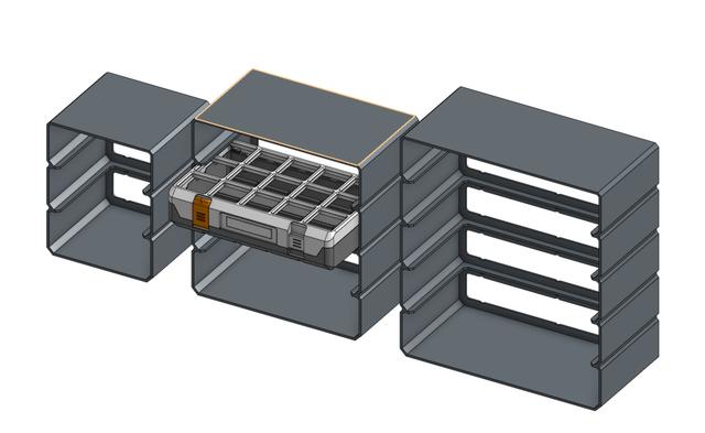 Parametric Shelves for Modern Gridfinity Case 3D model thumbnail