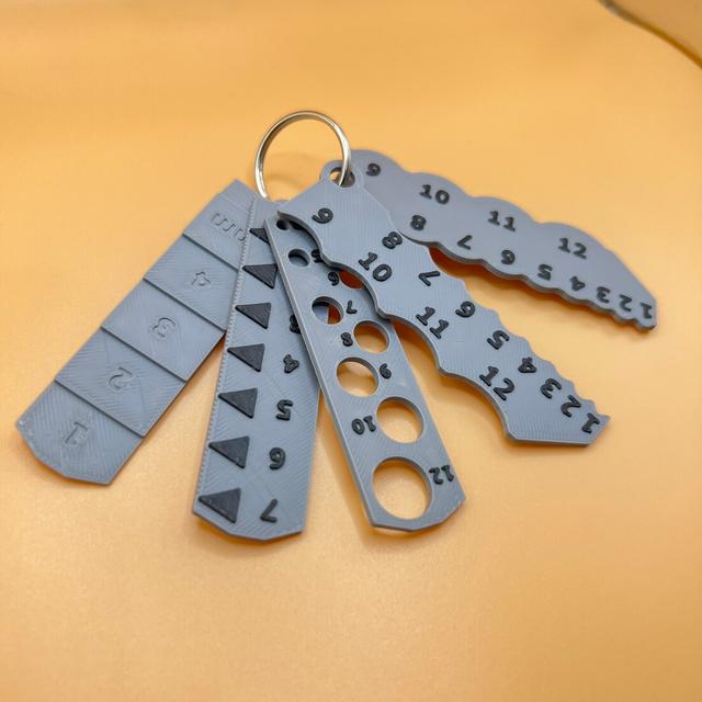 5 tools Metric measurement keychain 3D model thumbnail