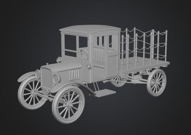 Ford TT Wagon Carriage 3D model thumbnail