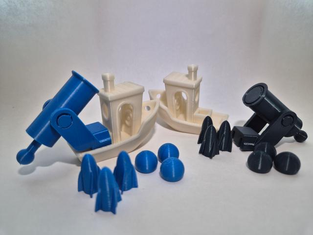 Cannon backpack for original Benchy (print-in-place) 3D model thumbnail