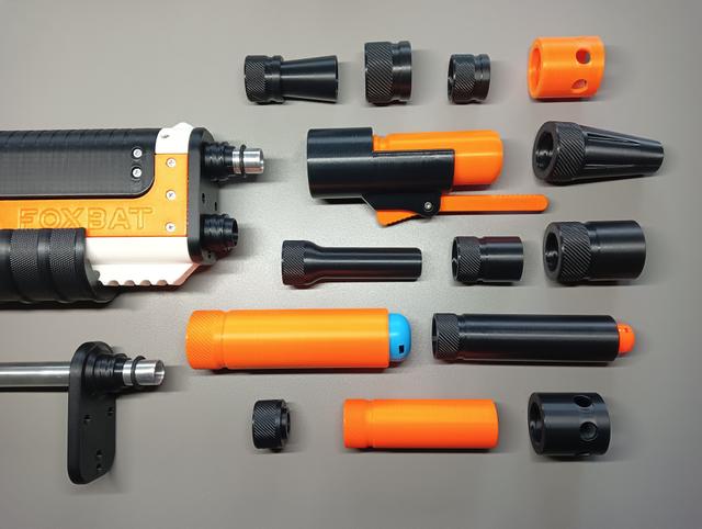 Threaded FOXBAT Muzzle System (screw barrel attachements directly onto the blaster) 3D model thumbnail