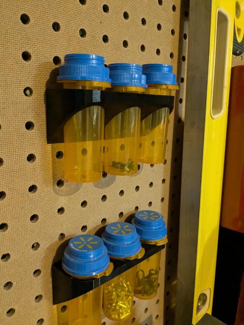 Pill Bottle Peg Board Holder 3D model thumbnail