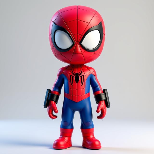 Chibi Spider Hero Stylized 3D Figurine – Printable Mini Superhero Model 3D model thumbnail