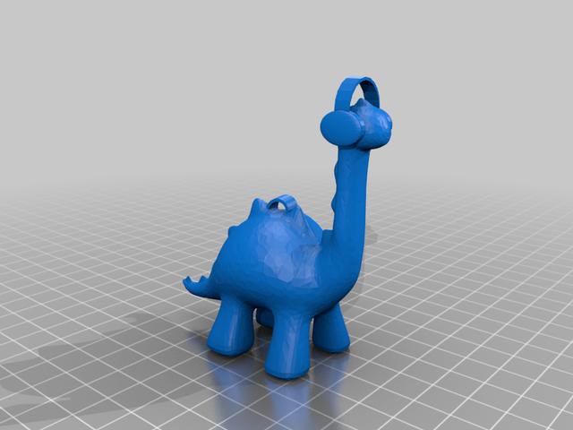 DJ Dino/ Headphone Dino- Keychain 3D model thumbnail