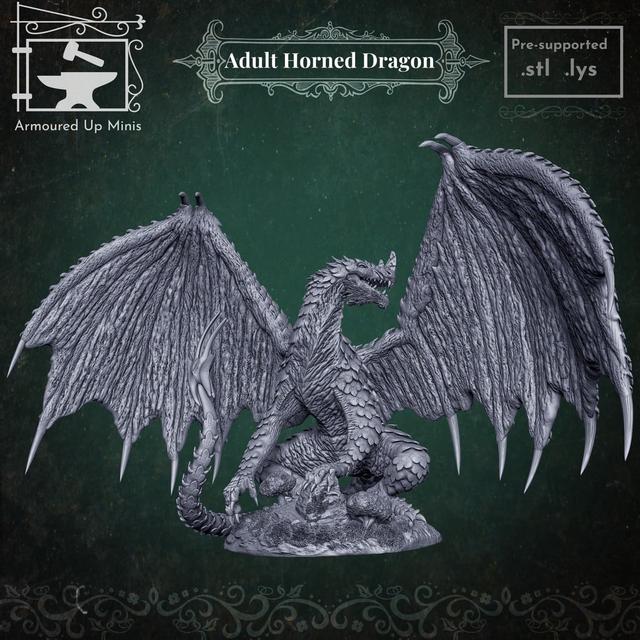 Adult Horned Dragon 3D model thumbnail