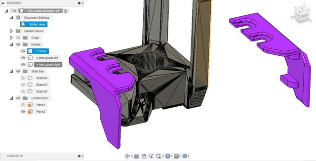 V1E LowRider 3 Y limit switch guard/fender 3D model thumbnail