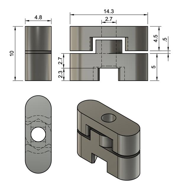 Skadis Self Align T-Nut (M2.5) 3D model thumbnail