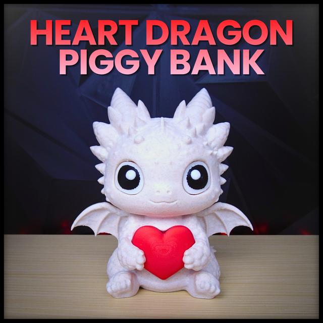 Heart Baby Dragon Piggy Bank 3D model thumbnail
