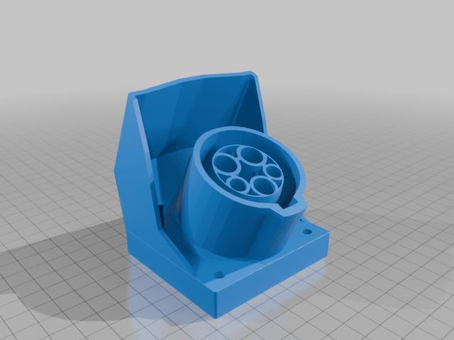 J1772 EVSE dummy inlet with latch & hood at 25 degree angle REMIX THICK FLANGE 3D model thumbnail