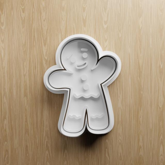 Gingerbread Man Cookie Cutter STL | Christmas Fondant Cutter | 3D Printable Baking File 3D model thumbnail