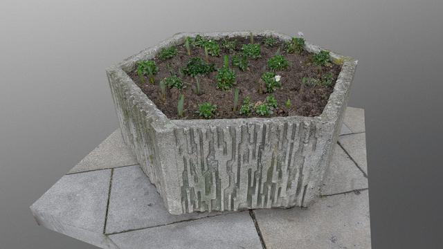 Brutal outdoor concrete hexagon flower pot 3D model thumbnail
