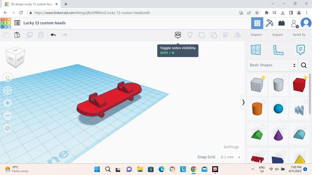 Lucky 13 Skateboard accessory 3D model thumbnail