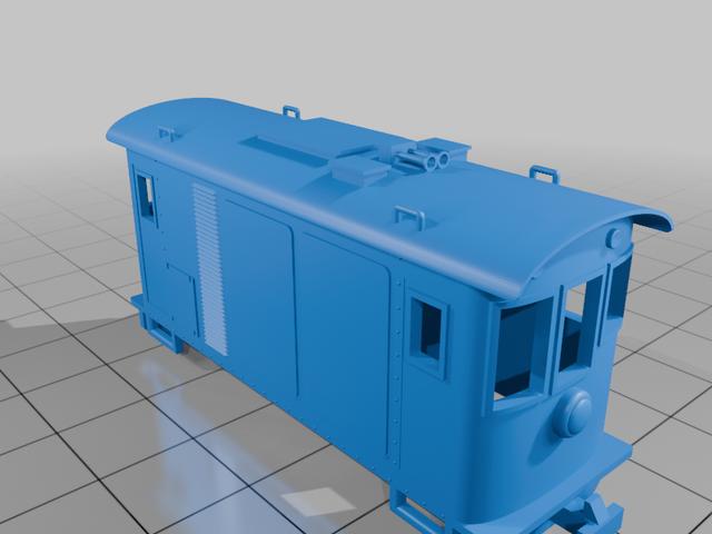 1:87 scale model of a narrow gauge battery powered locomotive 3D model thumbnail