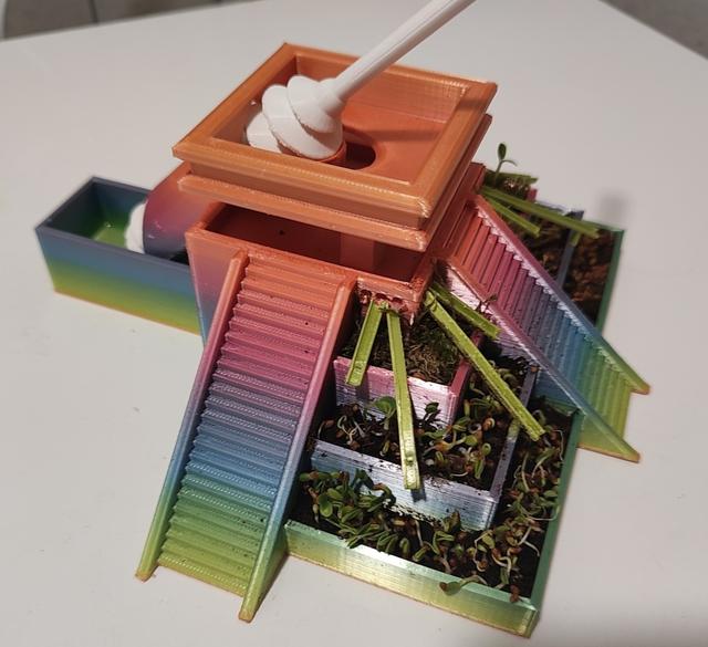 Aztec pyramid/temple with "automatic" watering system (Archimedes's screw) 3D model thumbnail