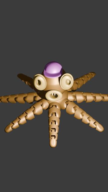 Articulated funny Octopus 3D model thumbnail