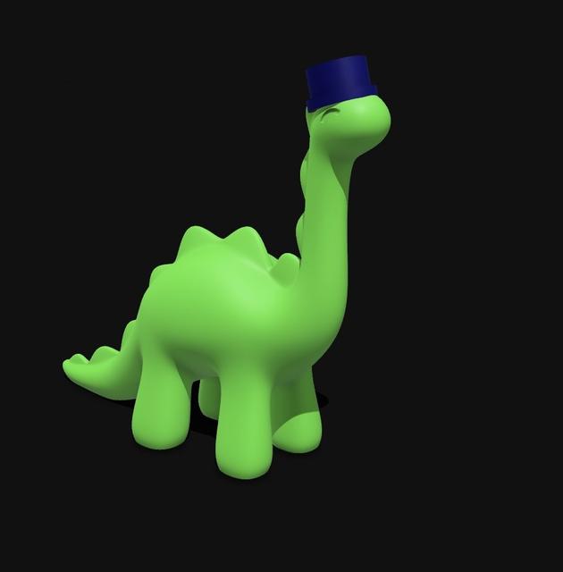 Dino with Top Head 3D model thumbnail