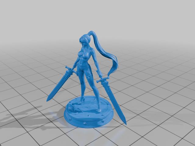 Female Warrior Dual Wield 3D model thumbnail