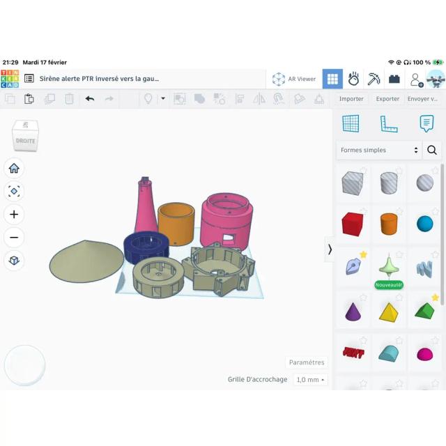 Sirène alerte PTR inversé gauche 3D model thumbnail