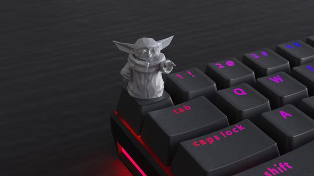 Keycap Low Poly Baby Yoda 3D model thumbnail