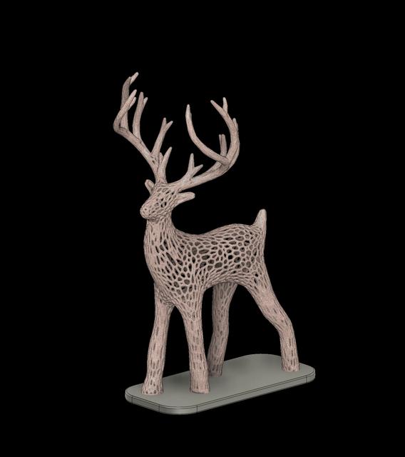 Voronoi Deer Ornament with Baseplate 3D model thumbnail