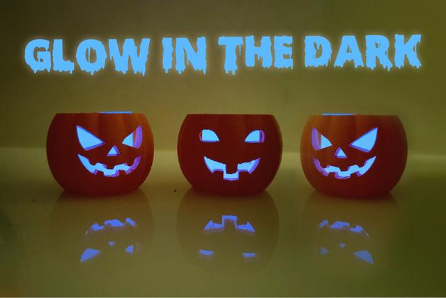 fluorescent glow in the dark tealight halloween pumpkins 3D model thumbnail