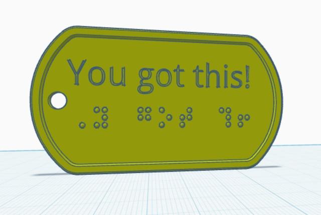 "You Got This!" Motivational Braille Keychain 3D model thumbnail