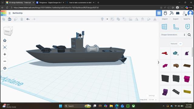 Basic Battleship  3D model thumbnail
