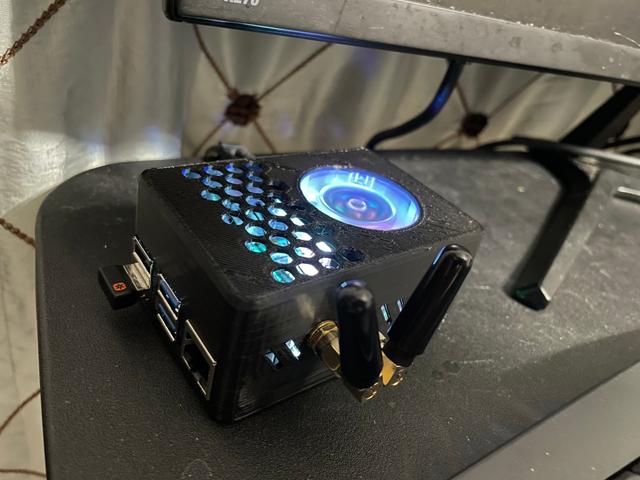 Rock pi 5A case with fan, power-button, antenna and emmc cutout 3D model thumbnail