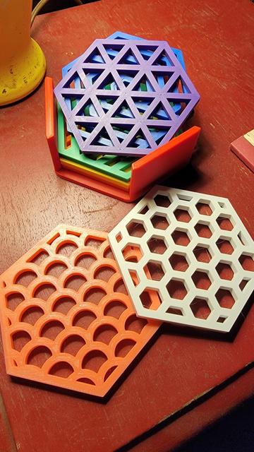 Coaster Expansion - Fish Scale & Honeycomb 3D model thumbnail