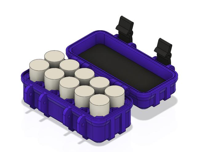 Rugged storage box for 10x CR123 batteries (carry case) 3D model thumbnail