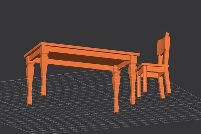 Calico Critters - Dining Room Table 3D model thumbnail