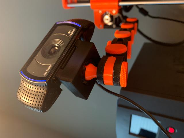 C920 Ball Joint Mount for Articulating Camera Mount for Prusa MK3 and MK2 3D model thumbnail
