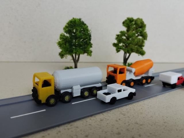 New trucks and a Toyota HiLux  (Model railway N scale 1:160) 3D model thumbnail