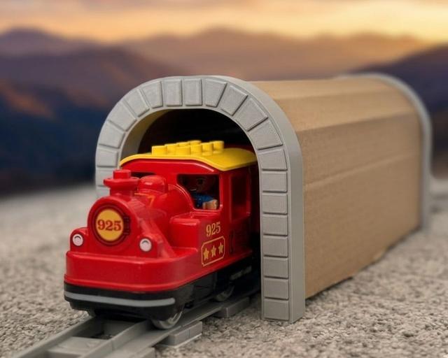 DUPLO Train Tunnel – Modular Cardboard Extension 3D model thumbnail